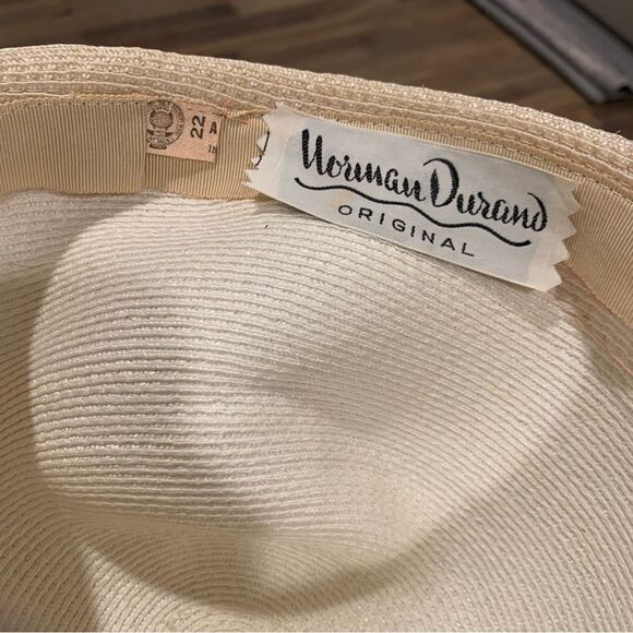 Norman Durand Vintage Women’s Beige Peach Straw Hat - Picture 9 of 11